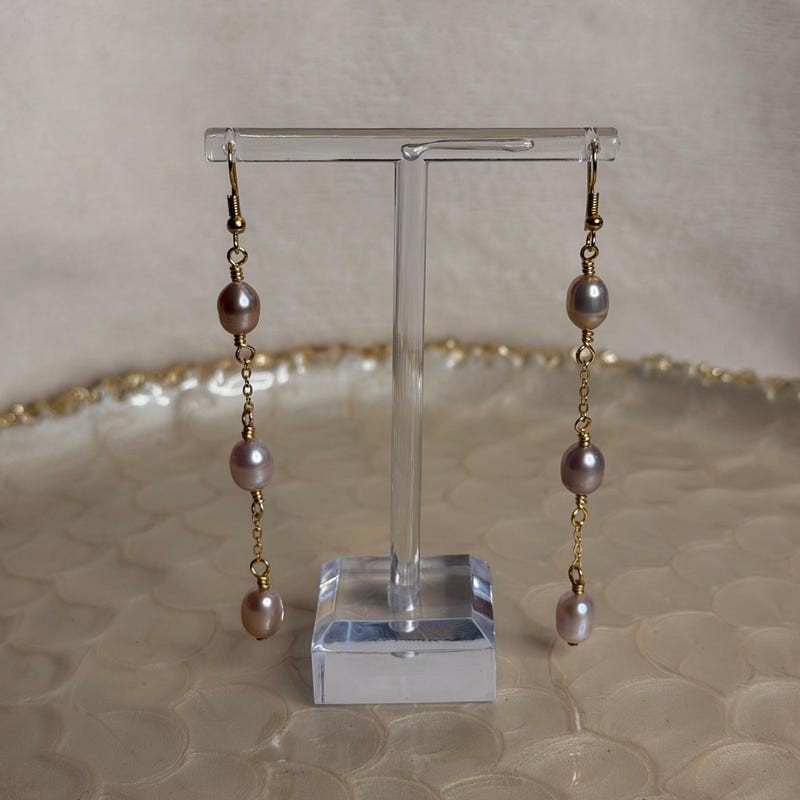 Pink Fresh Water Pearl Teardrop Earrings