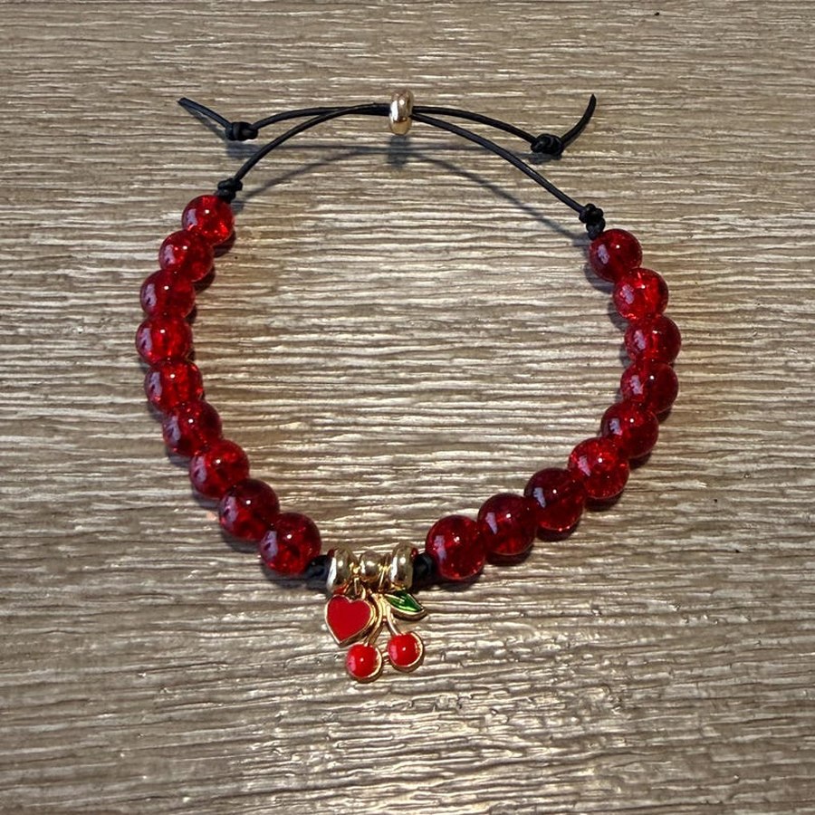 Red Crackle Beaded Bracelet